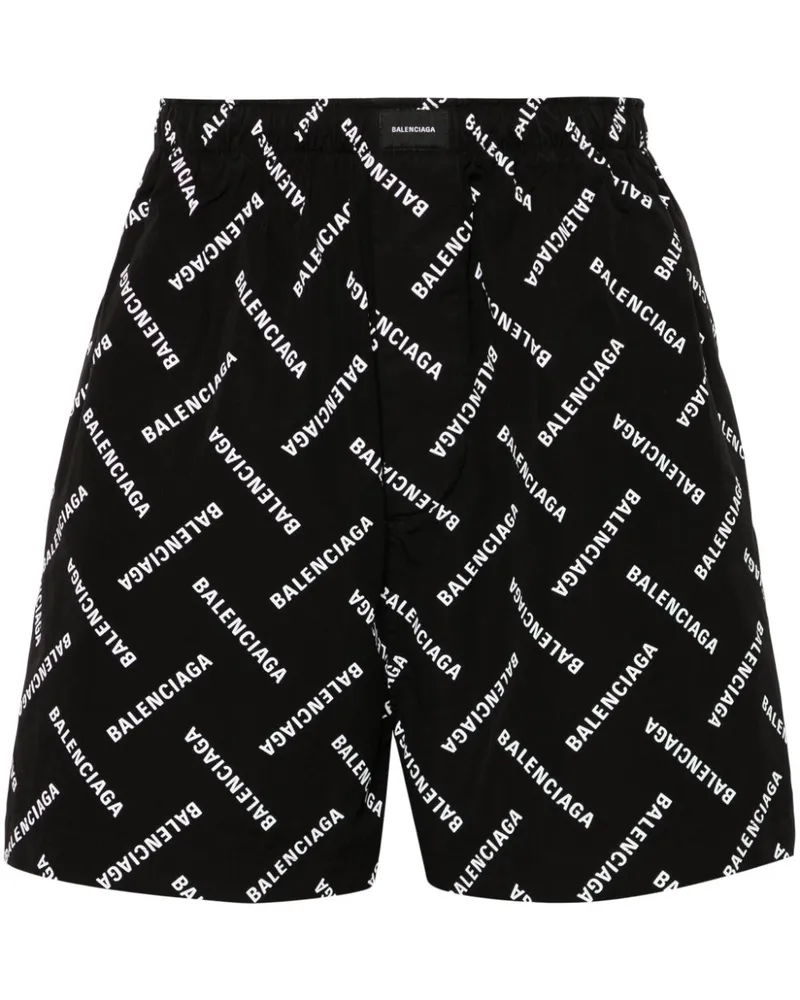 Balenciaga Shorts mit Logo-Print - Schwarz Schwarz