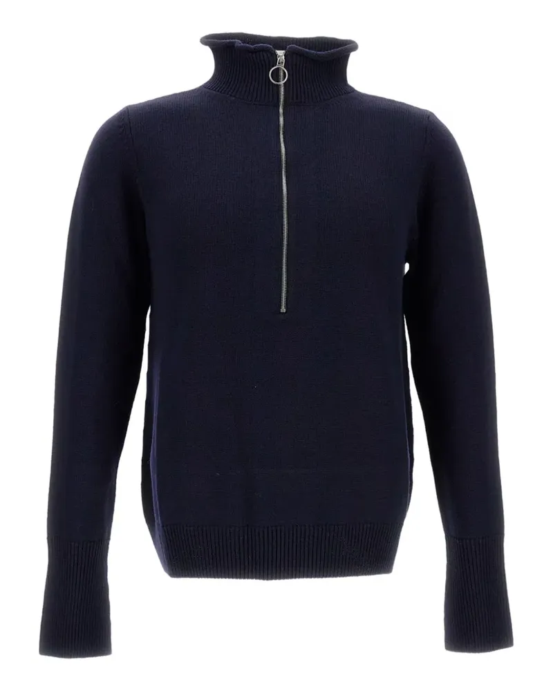 PLAN C Pullover mit kurzem Reißverschluss - Blau Blau