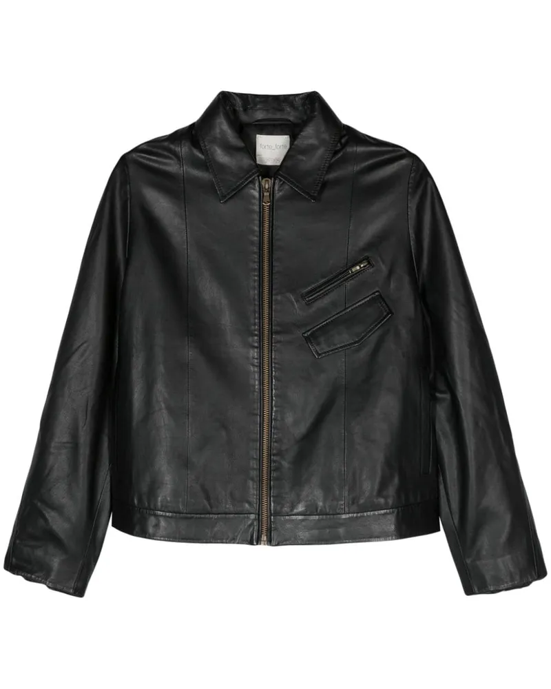 forte_forte Lederjacke mit Reißverschluss - Schwarz Schwarz