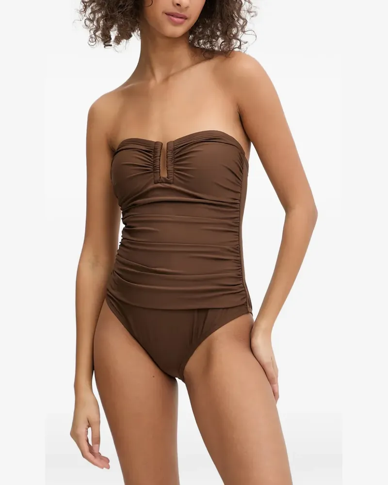 DKNY ruched bandeau swimsuit - Braun Braun