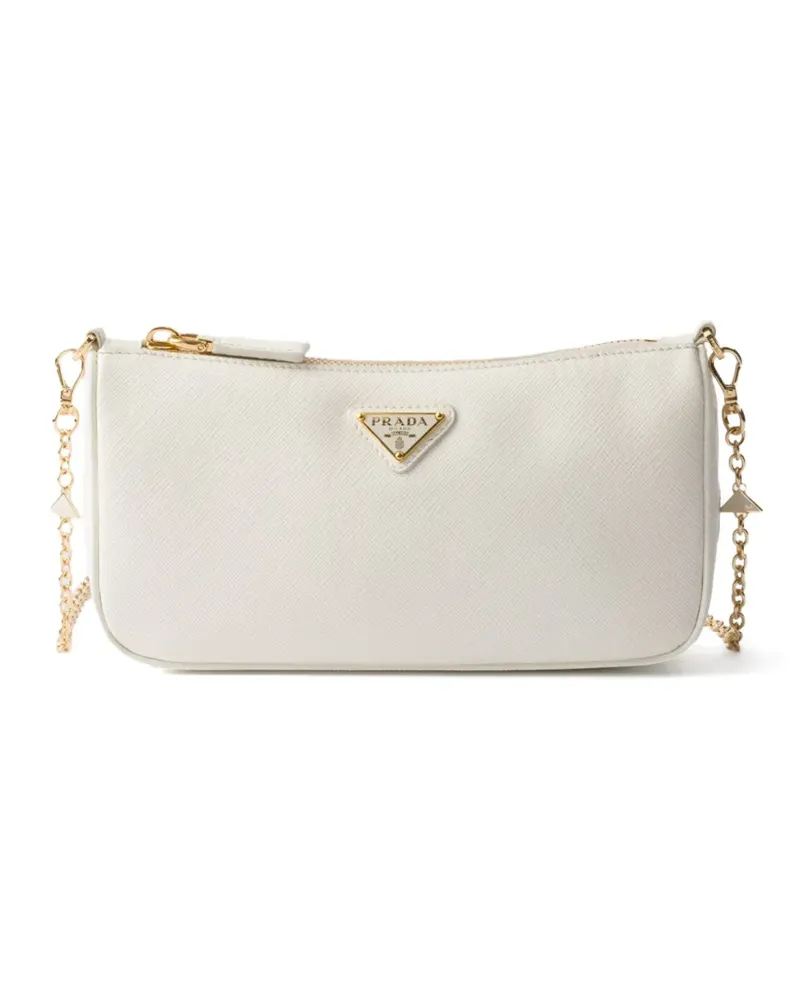 Prada Mini Umhängetasche mit Triangel-Logo - Weiß Weiß