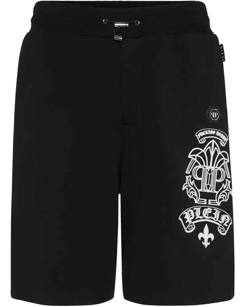 Philipp Plein Joggingshorts mit Logo-Print - Schwarz Schwarz