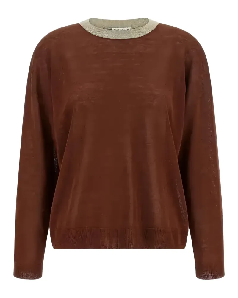 Brunello Cucinelli fine-knit contrast-trim sweater - Braun Braun