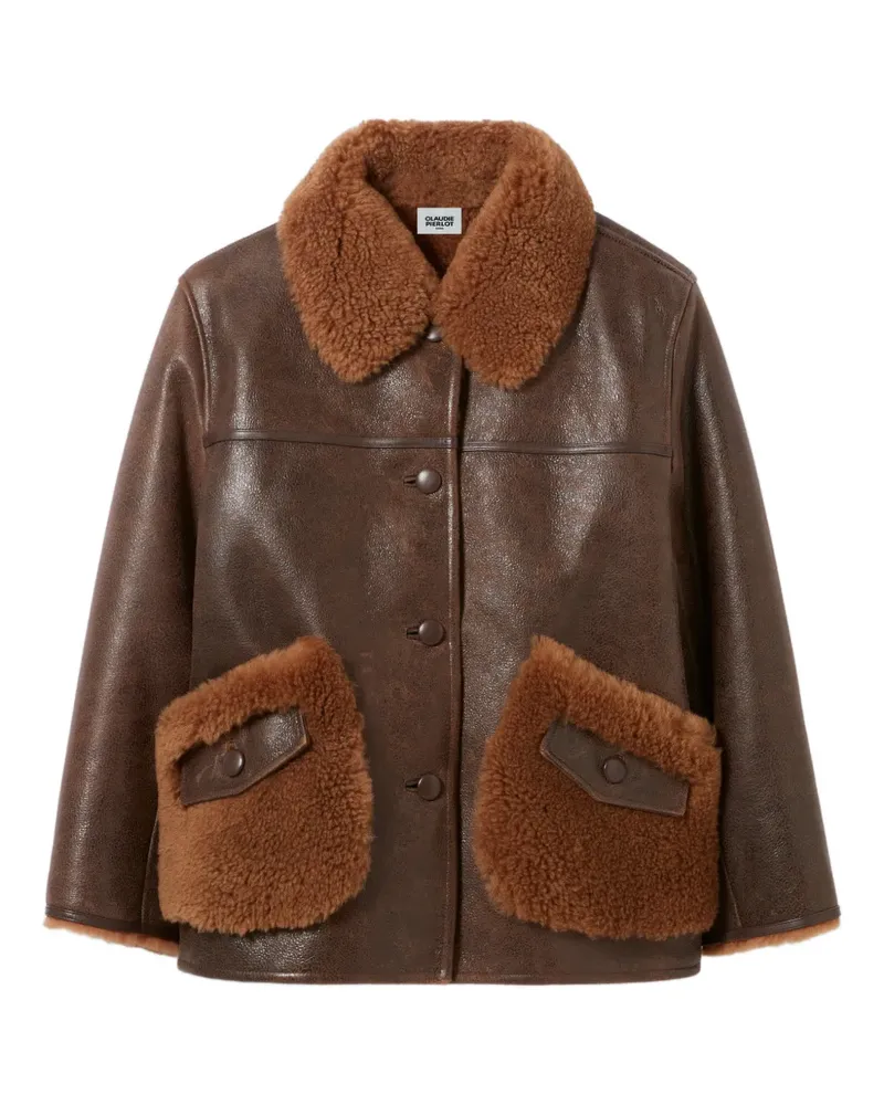 Claudie Pierlot Shearling-Jacke mit aufgesetzten Taschen - Braun Braun