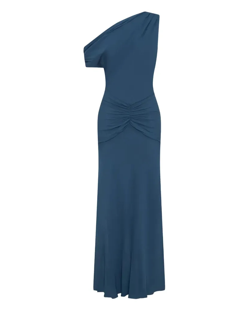 NICHOLAS Drapiertes Elza One-Shoulder-Midikleid - Blau Blau