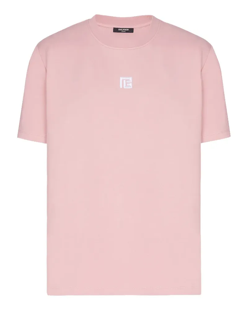 Balmain T-Shirt mit Logo-Stickerei - Rosa Rosa