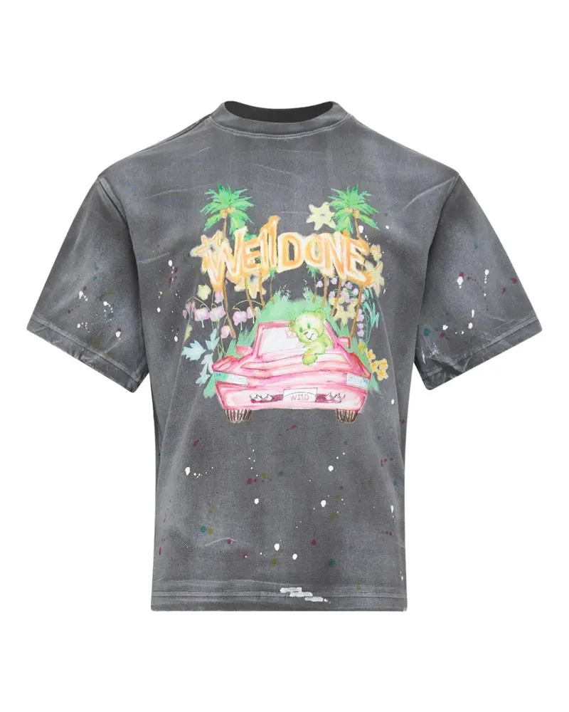 WE 11 DONE Dirty Painting T-shirt - Grau Grau