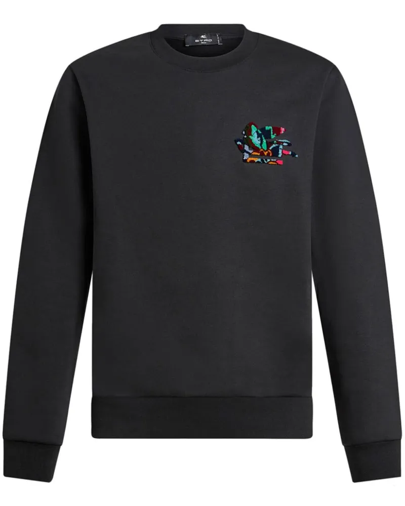 Etro Sweatshirt mit Pegaso-Applikation - Schwarz Schwarz