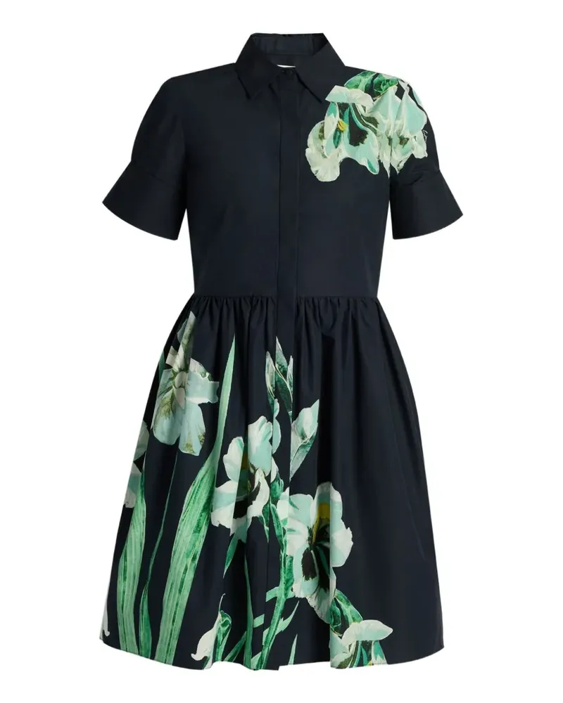 Erdem floral-print pleated dress - Blau Blau