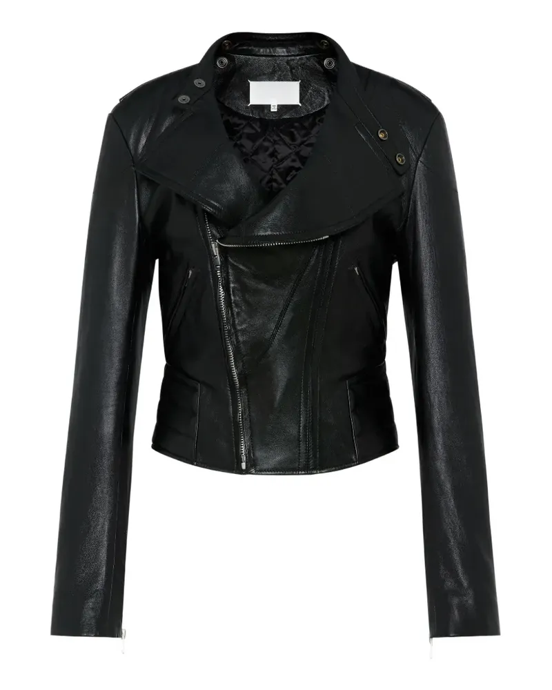 Maison Margiela Lederjacke mit umgeschlagenem Kragen - Schwarz Schwarz