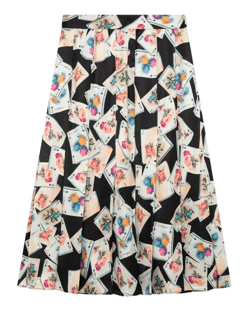MSGM Midirock mit Spielkarten-Print - Schwarz Schwarz