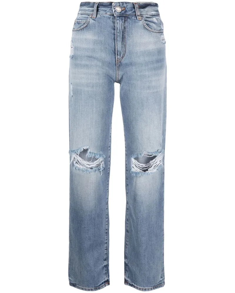 Pinko Gerade Distressed-Jeans Blau