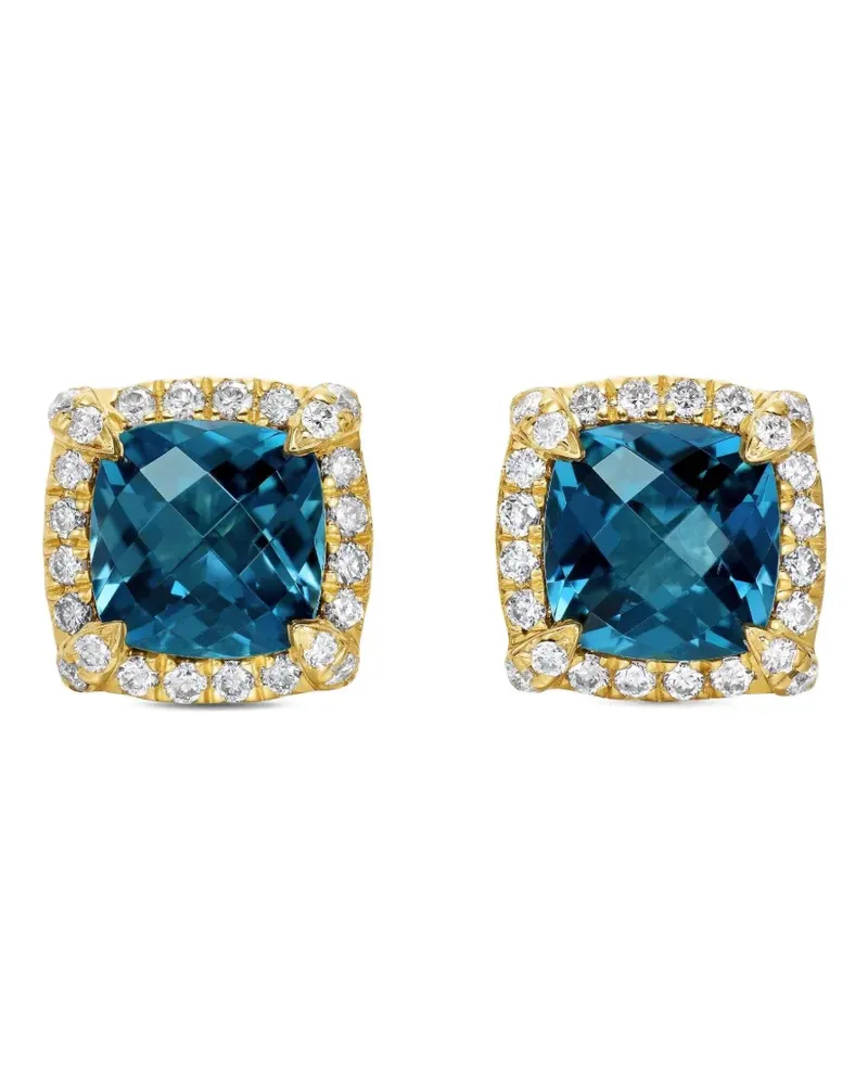 David Yurman 18kt Chatelaine Gelbgoldohrstecker mit Topas und Diamanten 5mm - Blau Blau