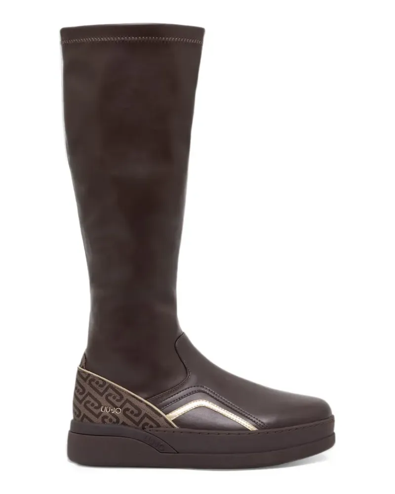Liu Jo monogram-panel knee-high boots - Braun Braun