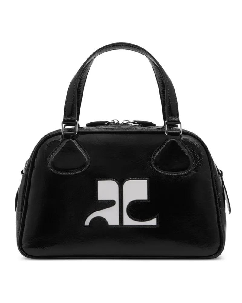 Courrèges Re-Edition Naplack Bowlingtasche - Schwarz Schwarz