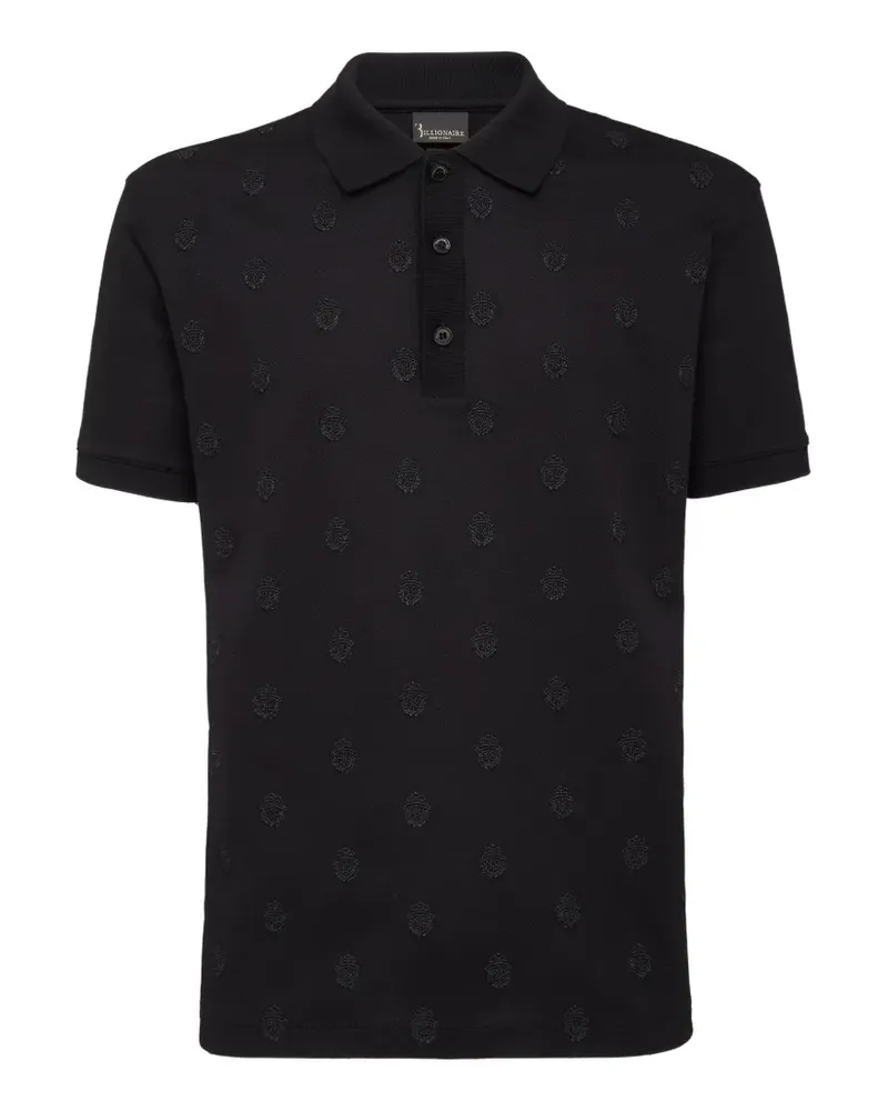 Billionaire Crest-embroidered piqué polo shirt - Schwarz Schwarz