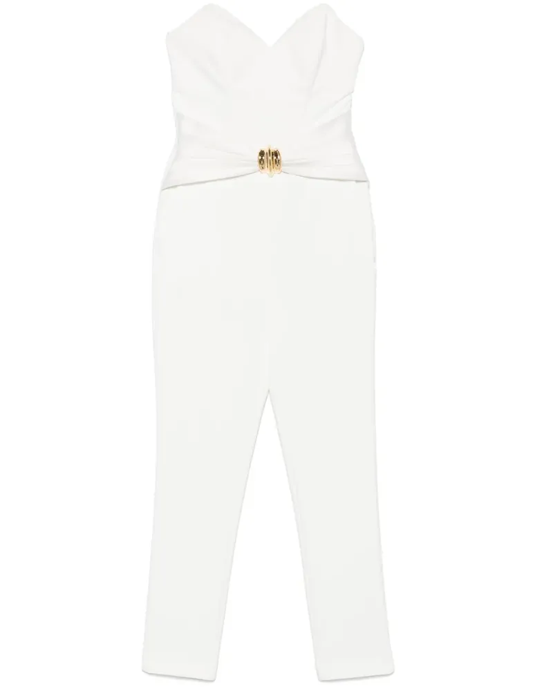 Elisabetta Franchi Krepp-Jumpsuit mit Schleifendetail - Weiß Weiß