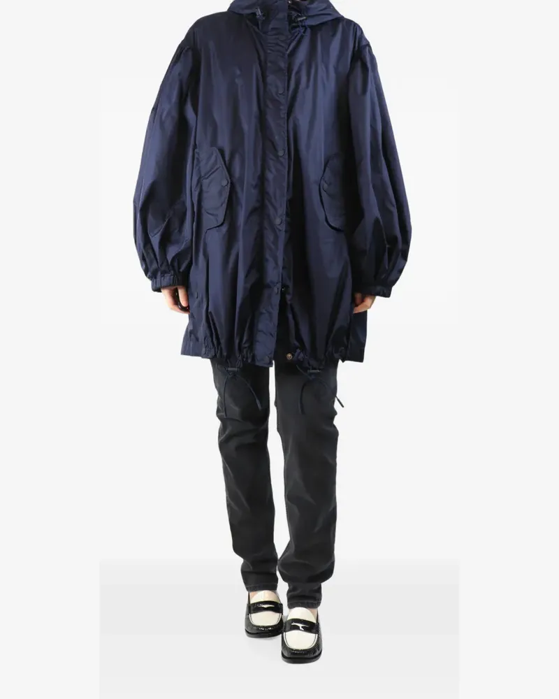 Simone Rocha hooded puff-sleeve raincoat - Blau Blau