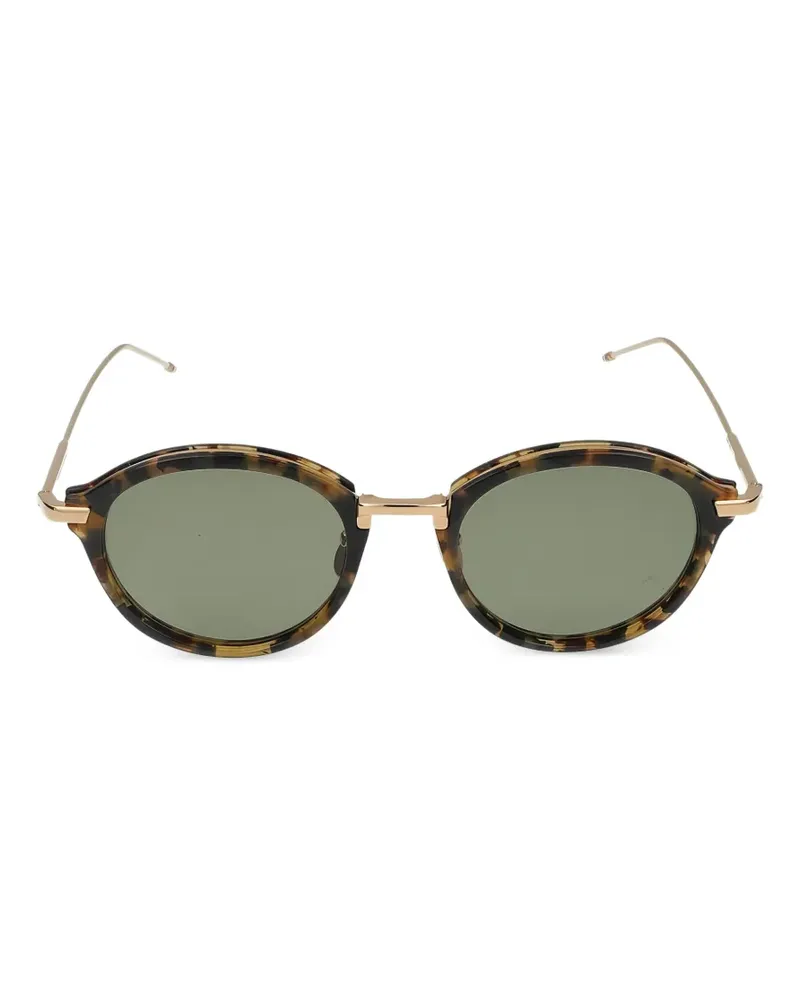Thom Browne tortoiseshell-effect round-frame sunglasses - Braun Braun