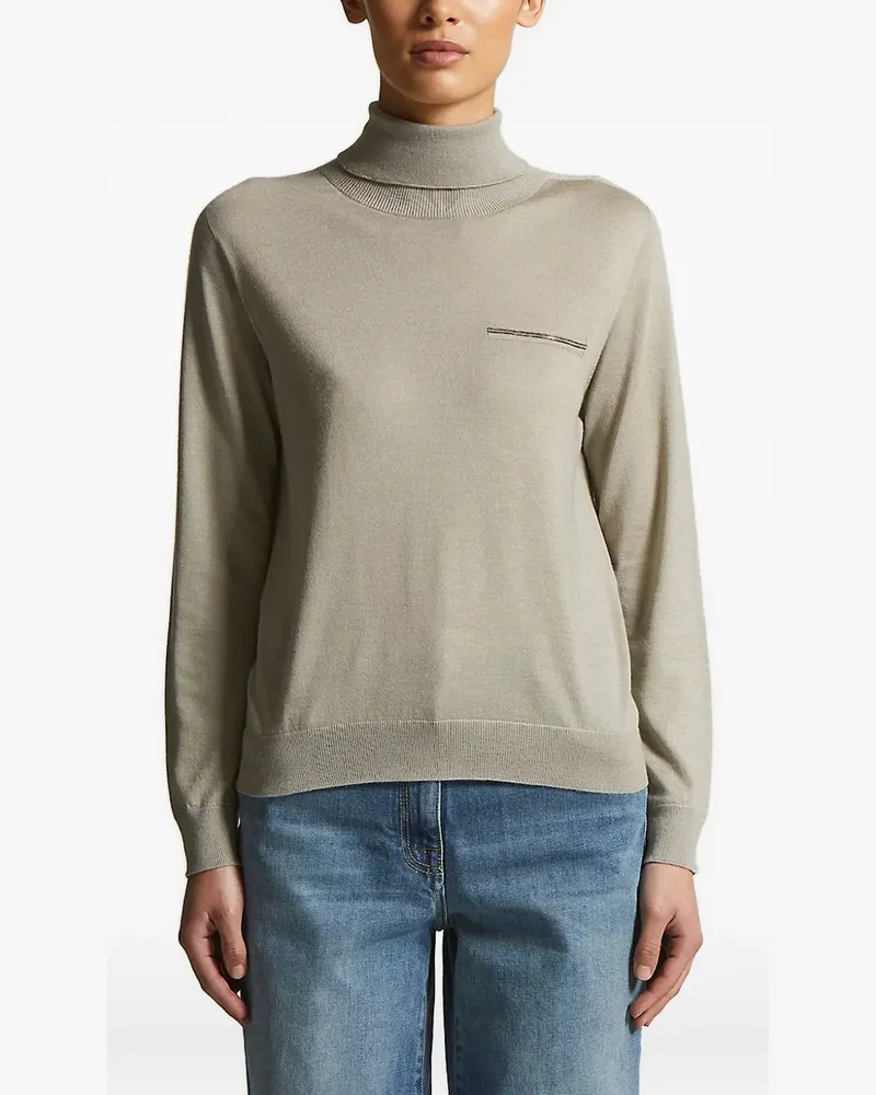 Peserico Rollkragenpullover mit Reißverschluss - Grün Grün