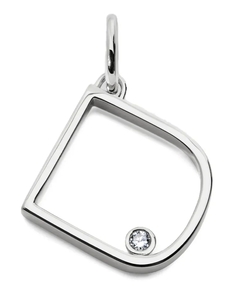 Monica Vinader Solitaire Anhänger mit Diamant - Silber Silber