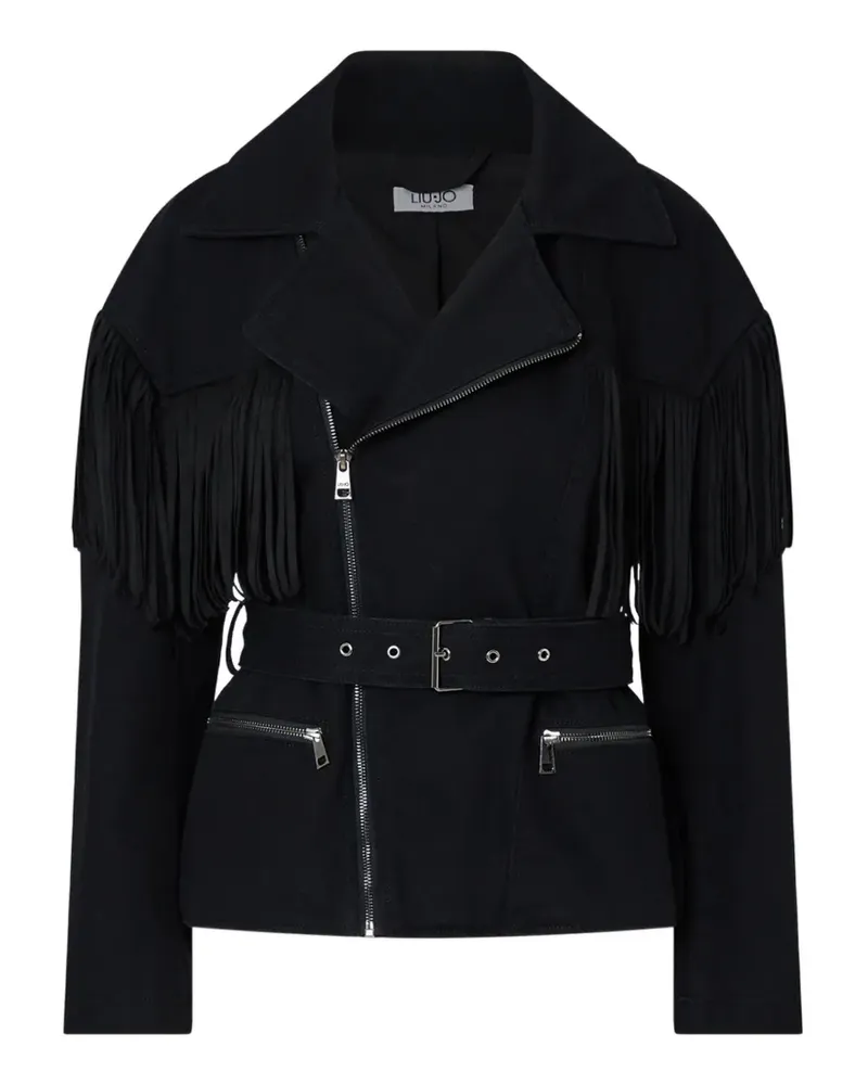 Liu Jo denim-jacket with fringe - Schwarz Schwarz
