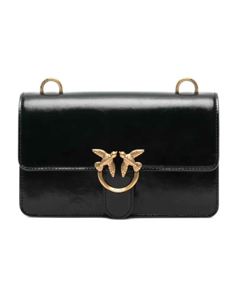 Pinko Love Birds leather shoulder bag - Schwarz Schwarz