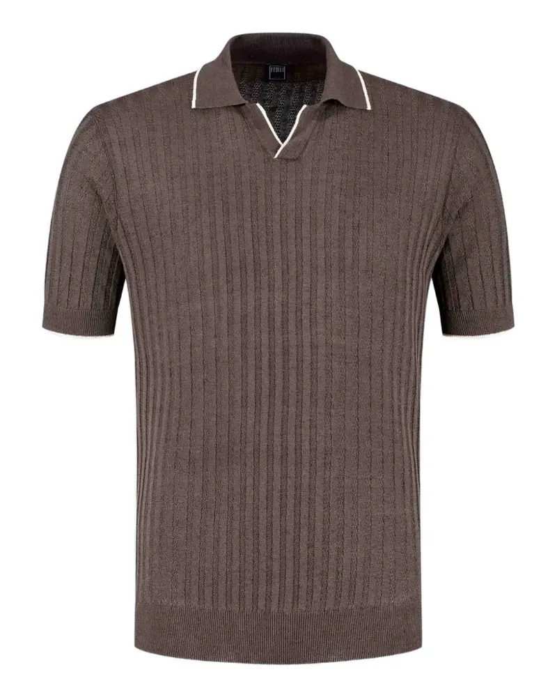 Fedeli ribbed-knit polo-collar T-shirt - Braun Braun
