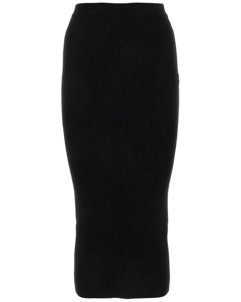 Alexander McQueen Bleistiftrock aus geripptem Strick - Schwarz Schwarz