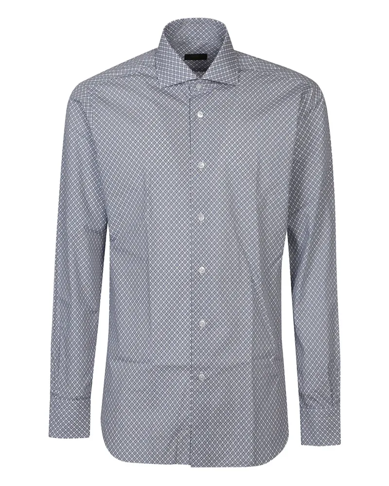BARBA Hemd mit geometrischem Print - Blau Blau