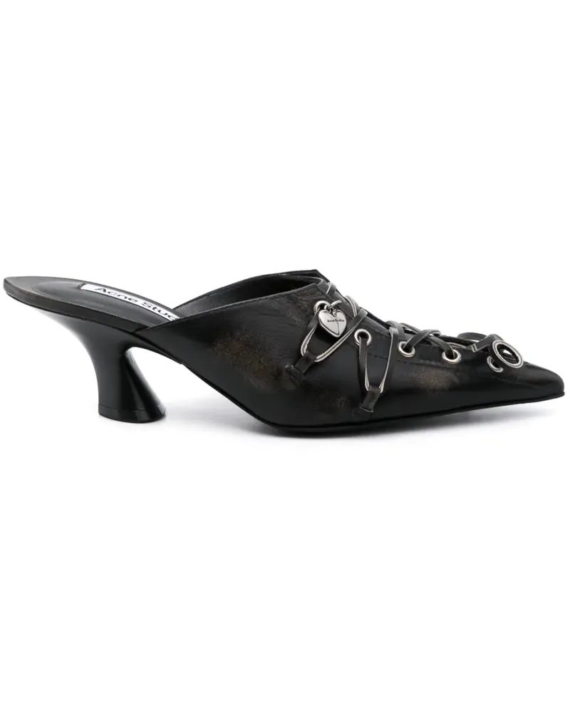 Acne Studios Mules mit Schnürung 55mm - Schwarz Schwarz