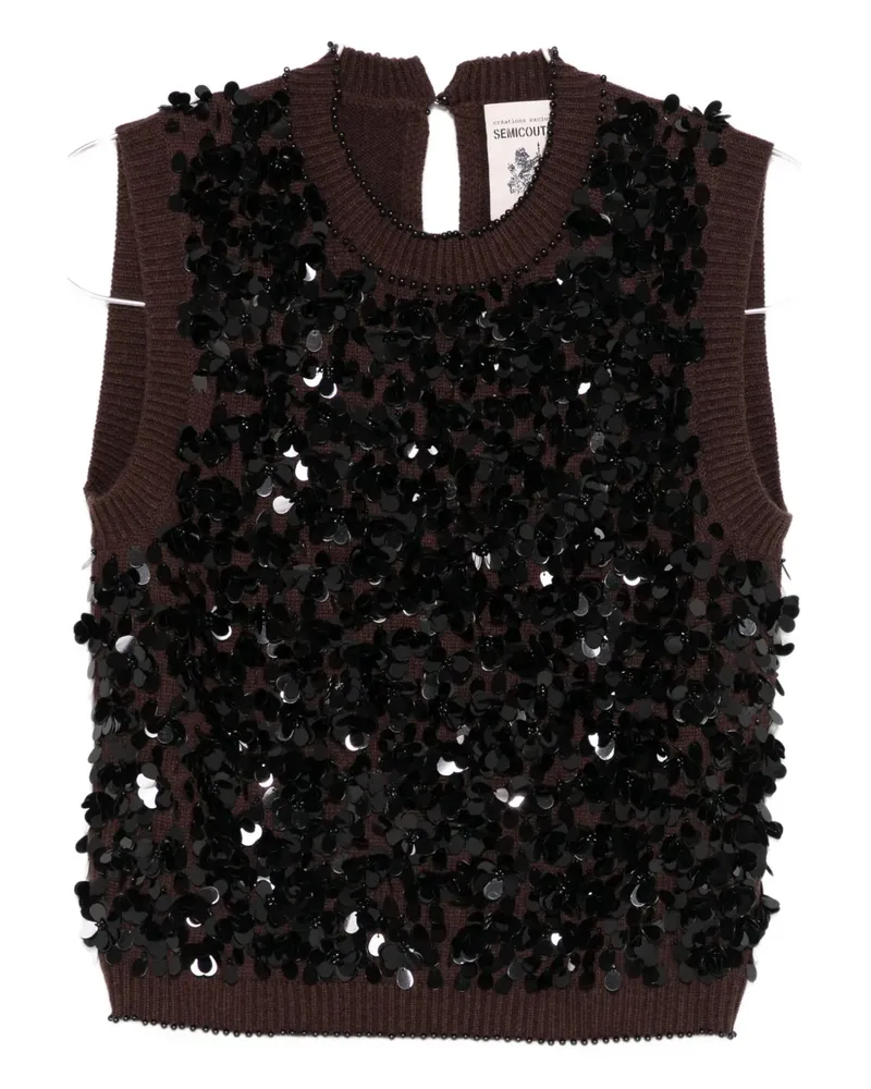 Semicouture Lorena sequin-embellished sleeveless top - Braun Braun