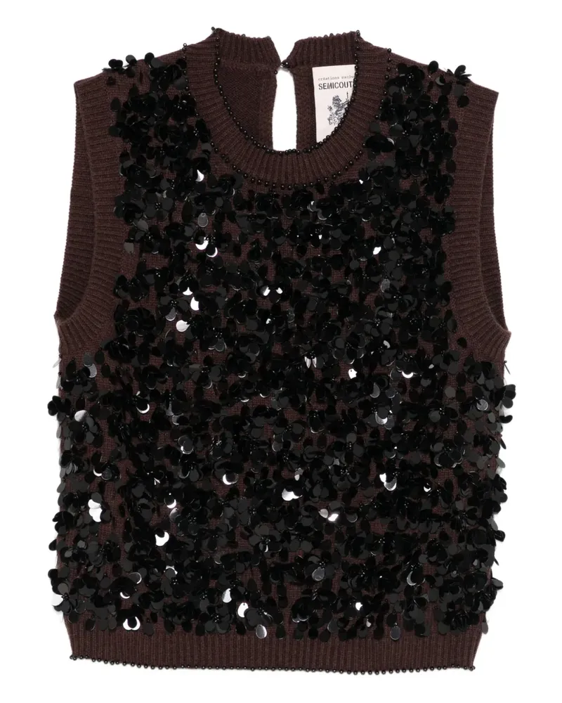 Semicouture Lorena Top mit Pailletten - Braun Braun