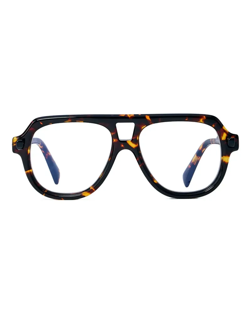 KUBORAUM Q4 Tortoise Brille mit geometrischem Effekt - Braun Braun