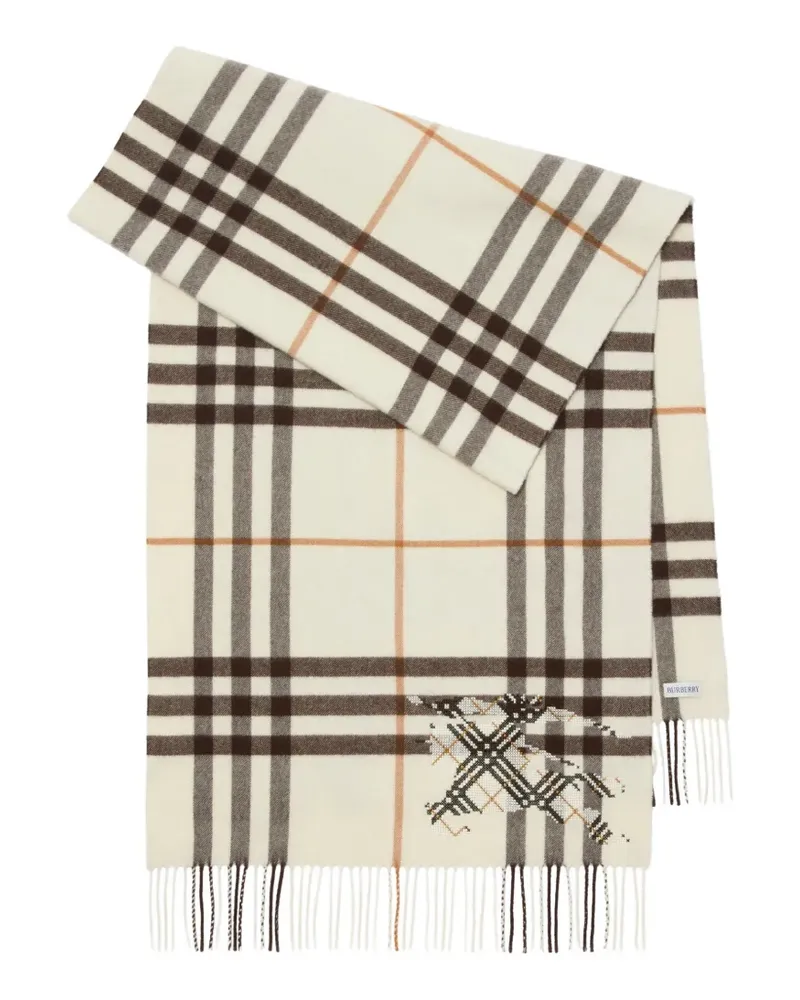 Burberry wide cross stitch EKD Check cashmere scarf - Nude Nude