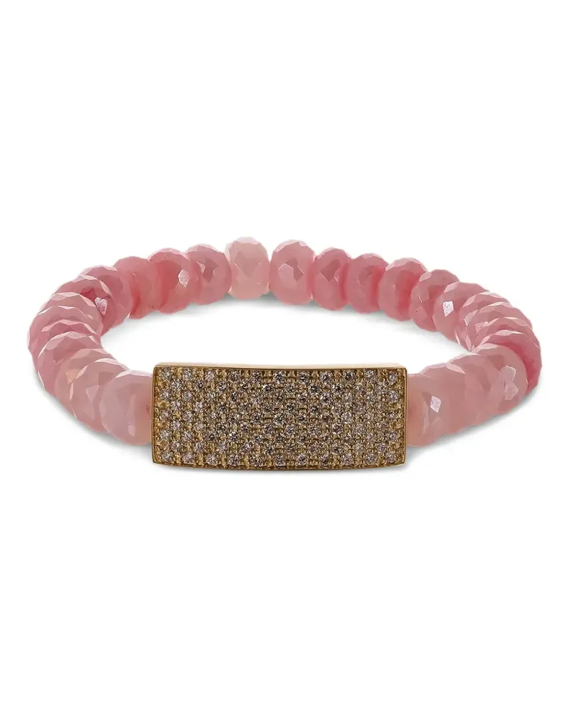 Sydney Evan ID Bar pink opal and diamond bracelet - Gold Gold