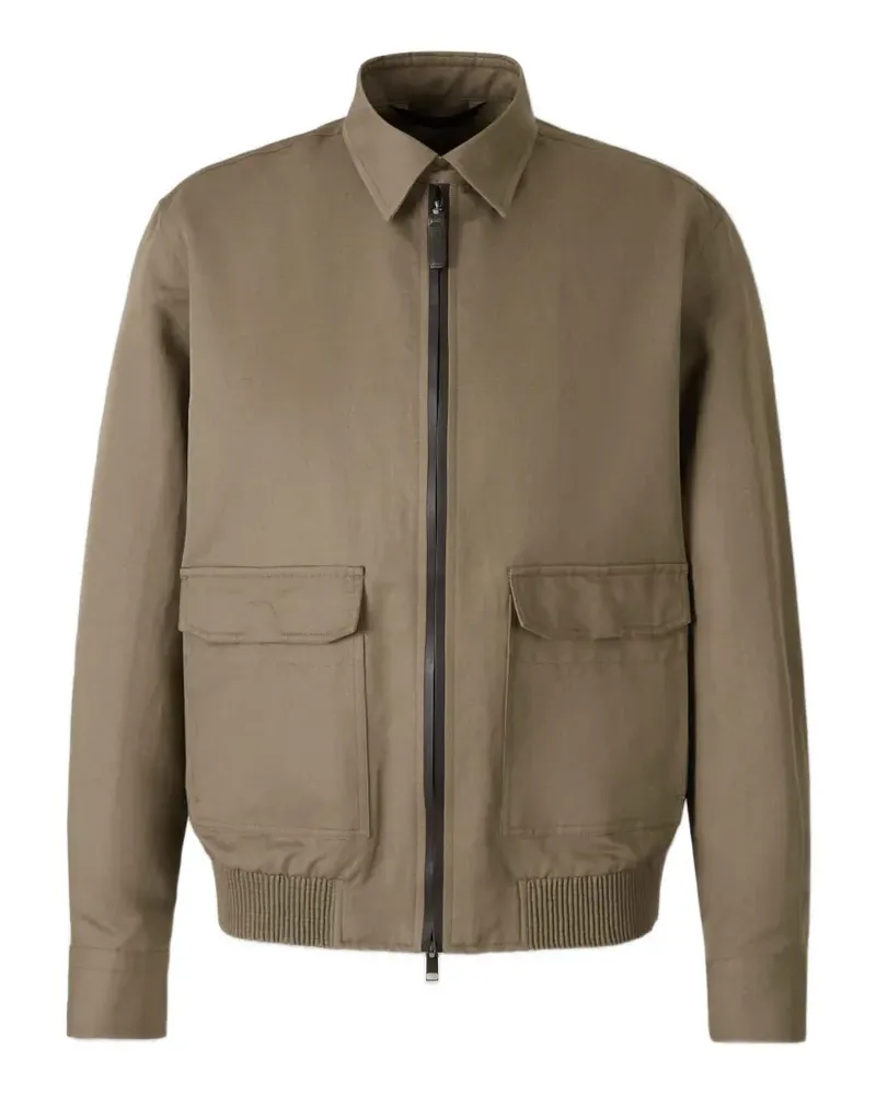 Brioni patch-detail zip-up jacket - Grün Grün