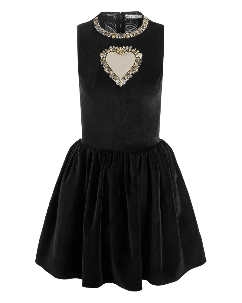 Alice + Olivia Ella Minikleid mit verziertem Herz - Schwarz Schwarz