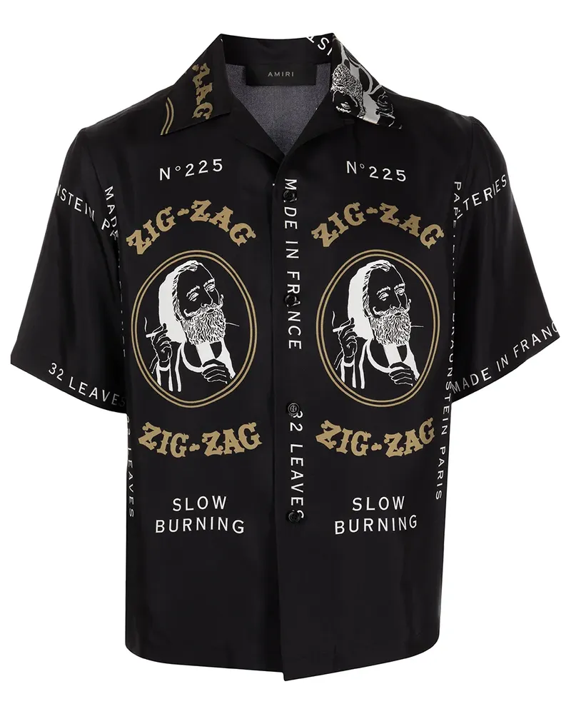 Amiri Seidenhemd mit Zickzackmuster - Schwarz Schwarz