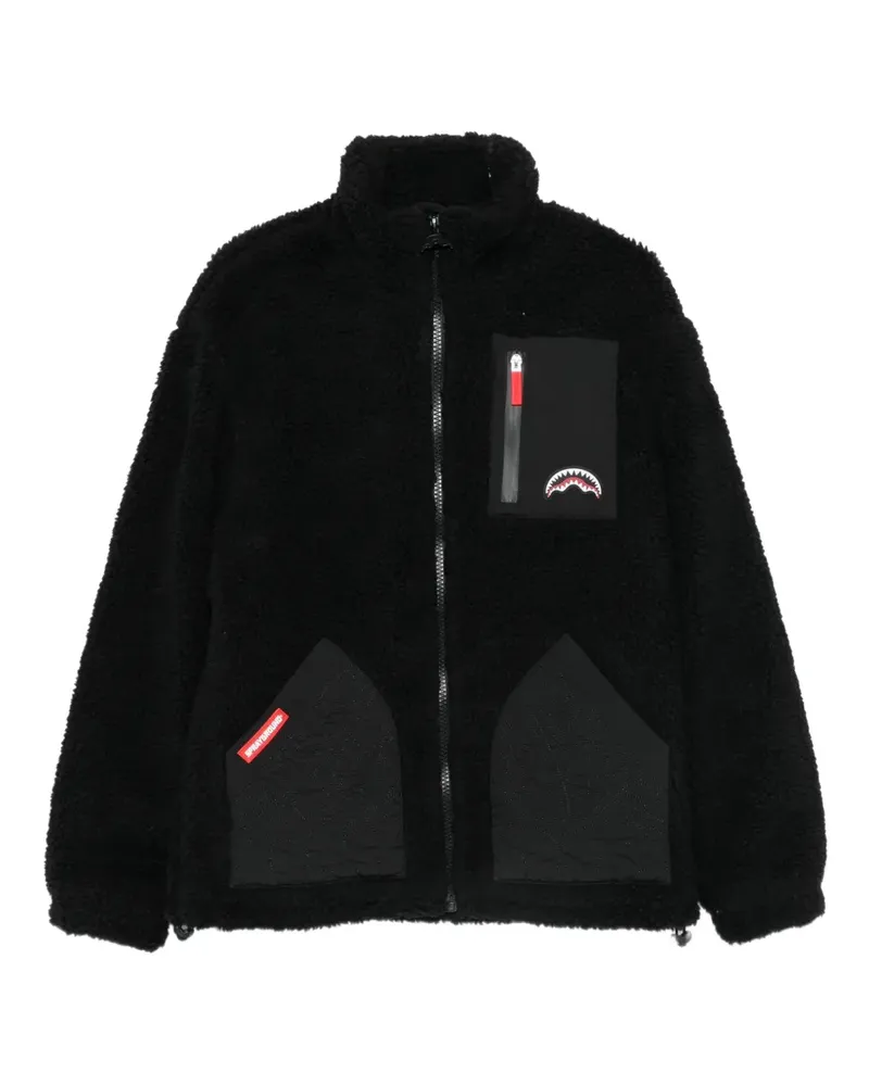 Sprayground Fleecejacke mit Logo-Patch - Schwarz Schwarz