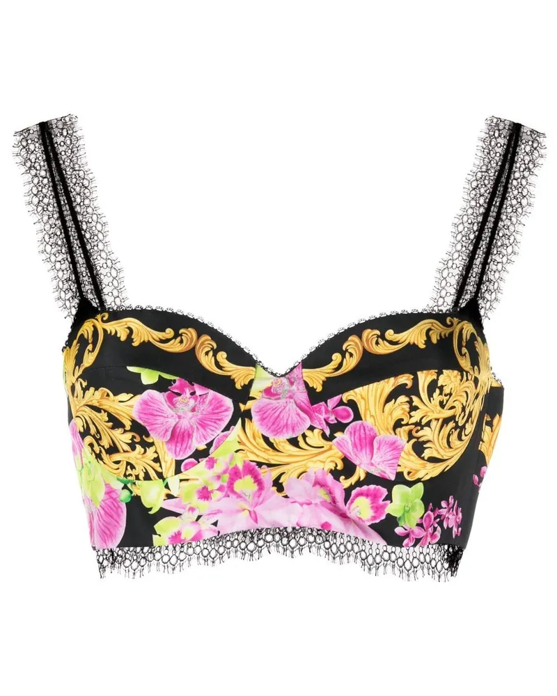 Versace Bustier-Top mit Medusa Orchid-Print - Schwarz Schwarz