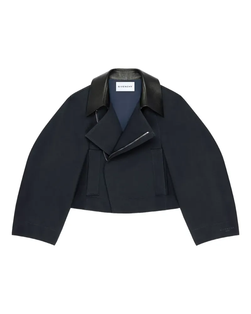 Givenchy Asymmetrische Cropped-Jacke mit Lederkragen - Blau Blau