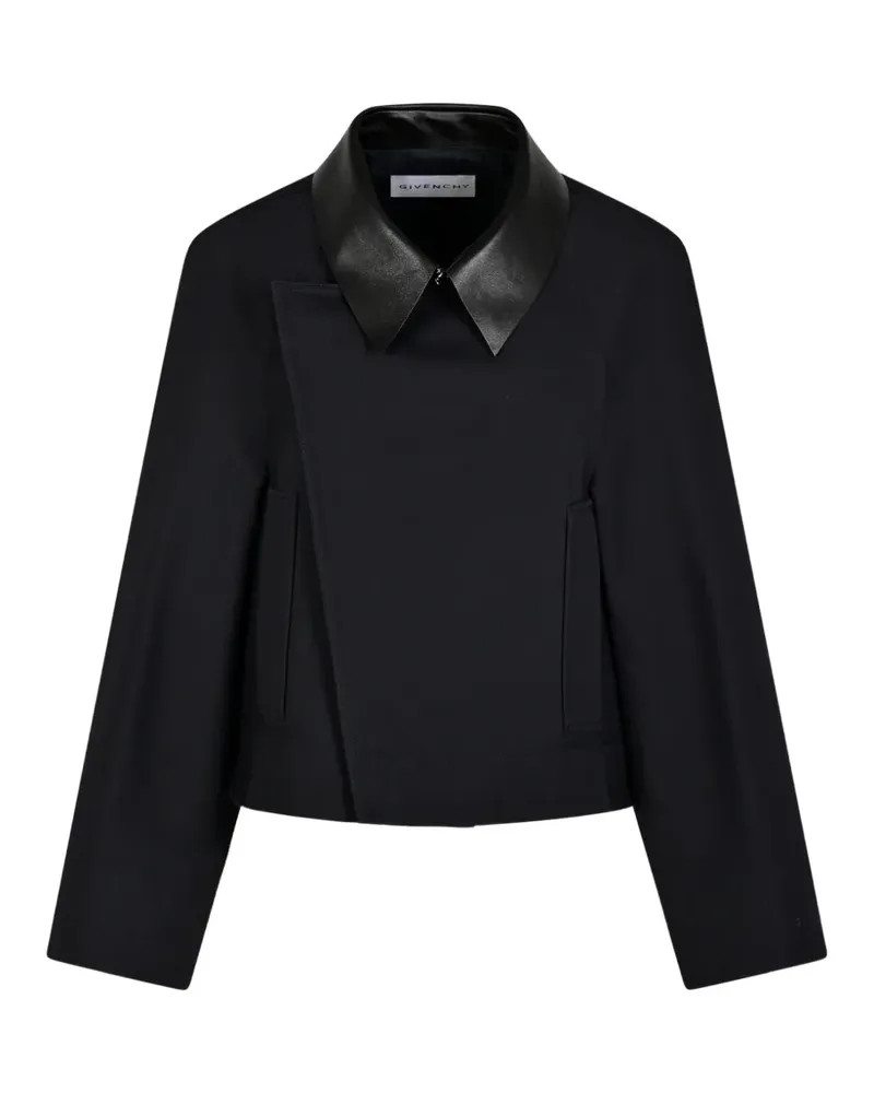 Givenchy Asymmetrische Cropped-Jacke mit Lederkragen - Blau Blau