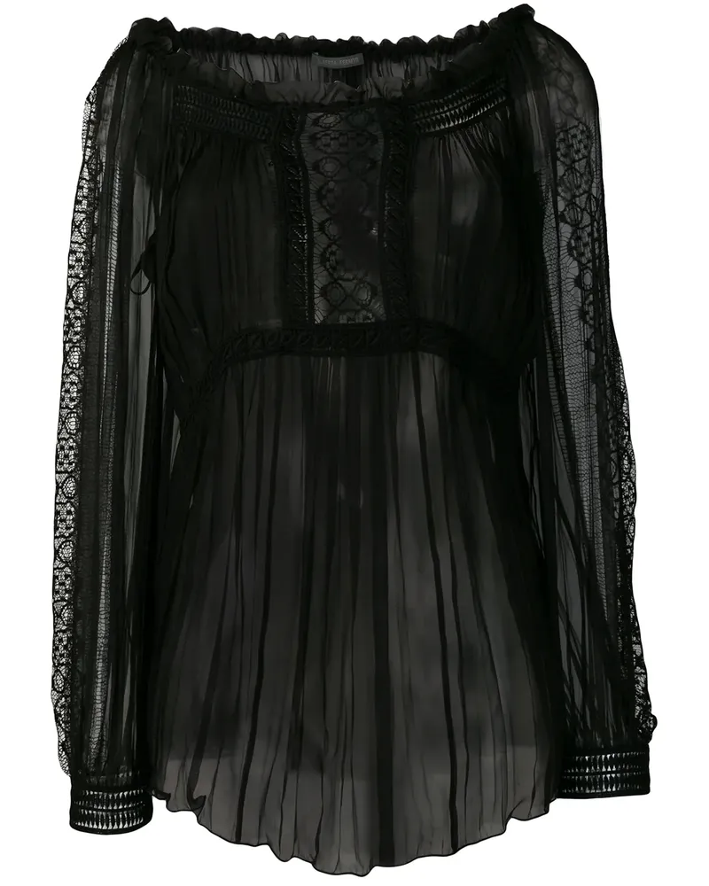 Alberta Ferretti Semi-transparentes Oberteil - Schwarz Schwarz