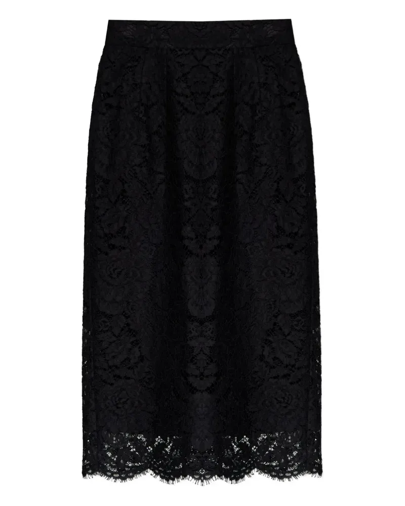 Dolce & Gabbana Midirock aus Spitze mit Wellensaum - Schwarz Schwarz