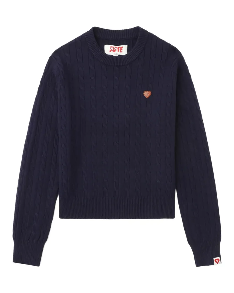 BAPE Pullover mit Zopfmuster-Patch - Blau Blau