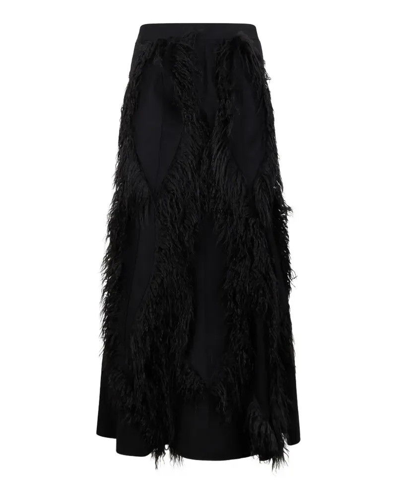 Alberta Ferretti Maxirock mit Fransen - Schwarz Schwarz