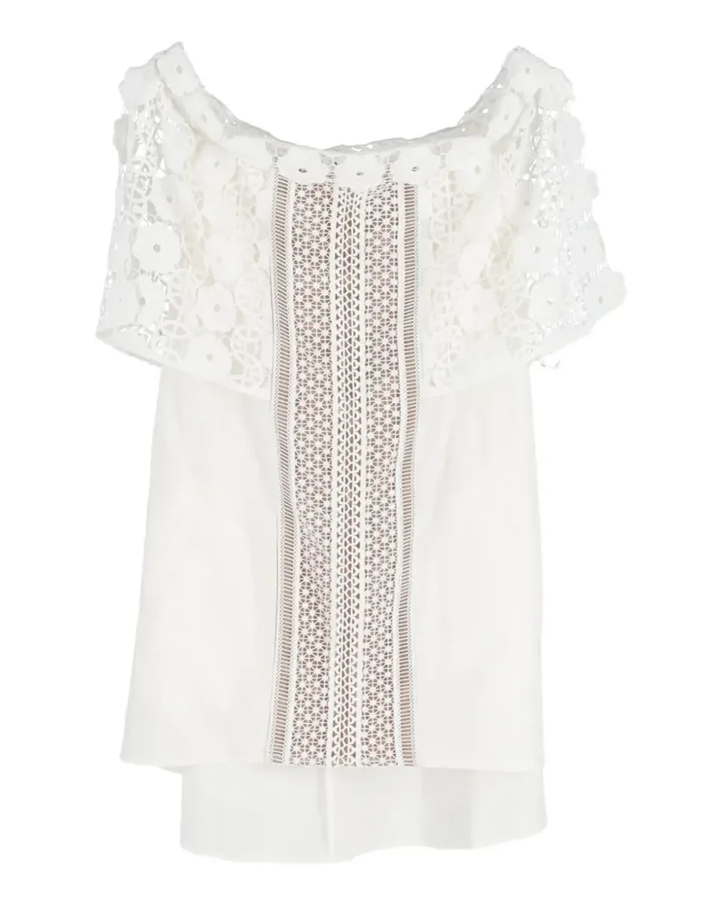 Self-Portrait floral-lace off-shoulder dress - Weiß Weiß