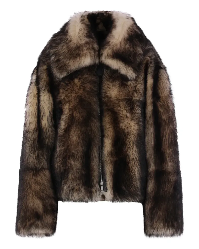 Jil Sander Shearling-Mantel mit Reißverschluss - Braun Braun