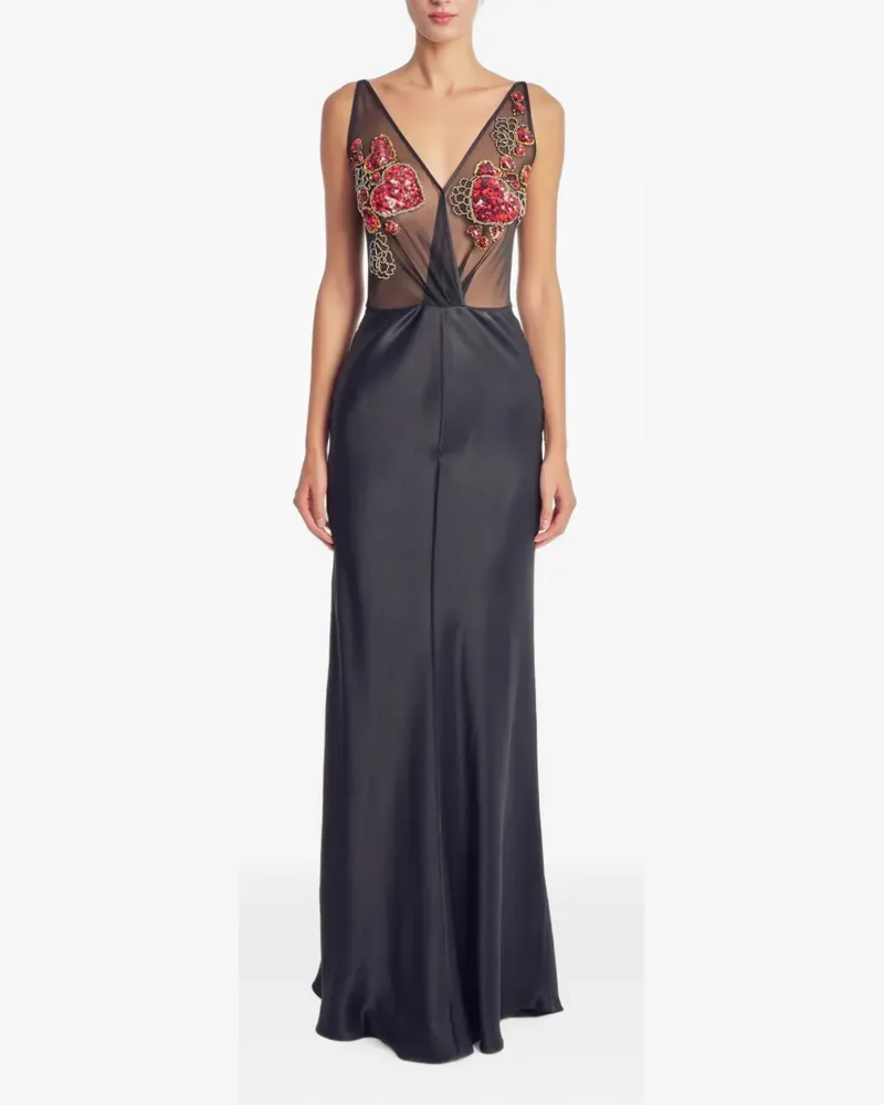 Irina Schrotter sequin-embellished mesh-panel maxi dress - Schwarz Schwarz